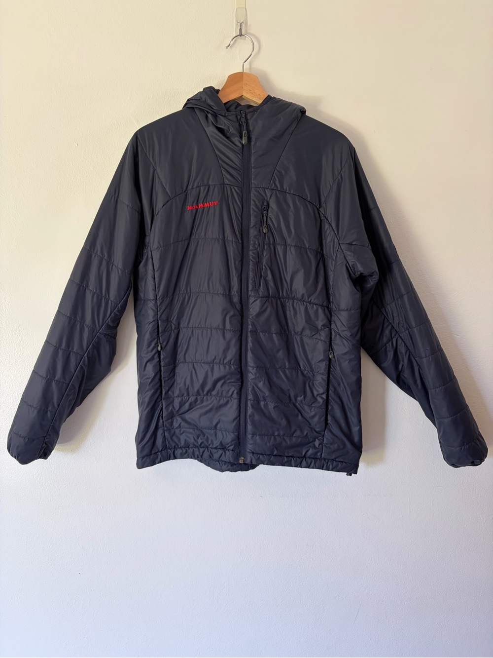 Mammut Navy Blue Quilted Insulated Lightweight Hooded Full-Zip Jacket Size Large